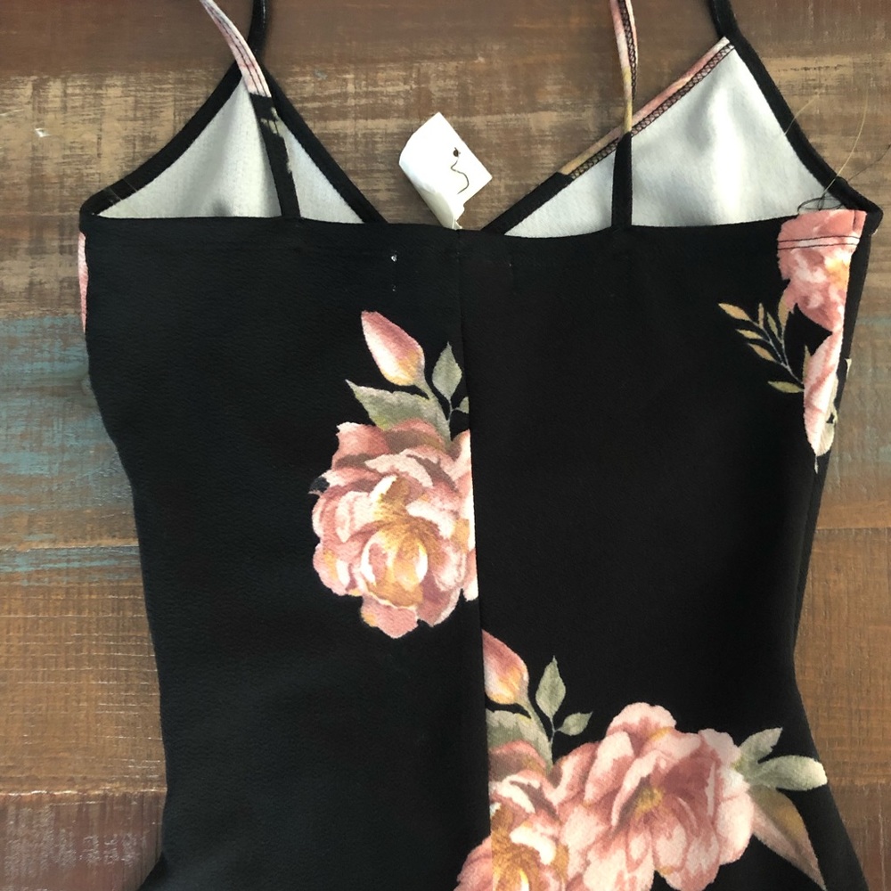 Black w/floral faux wrap dress NWT - Picture 9 of 10